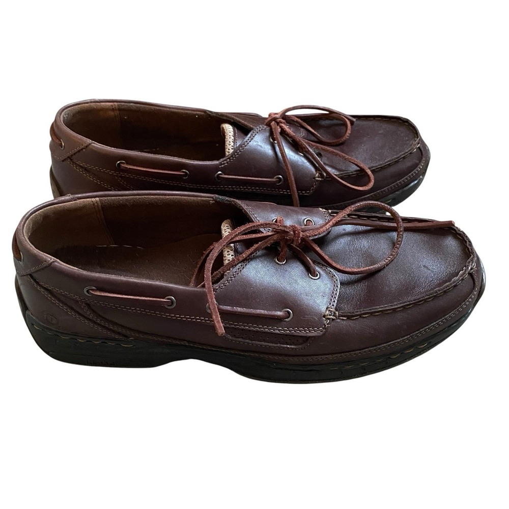 Dunham Men's Boat Shoes Size 10D EU 44 Wide Dark Brown Leather Preppy Workwear